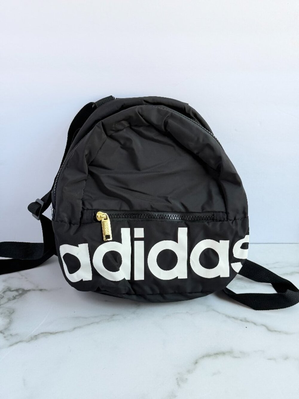 didas Womens Mini Backpack Black White Logo Lightweight Daypack Travel Bag OS